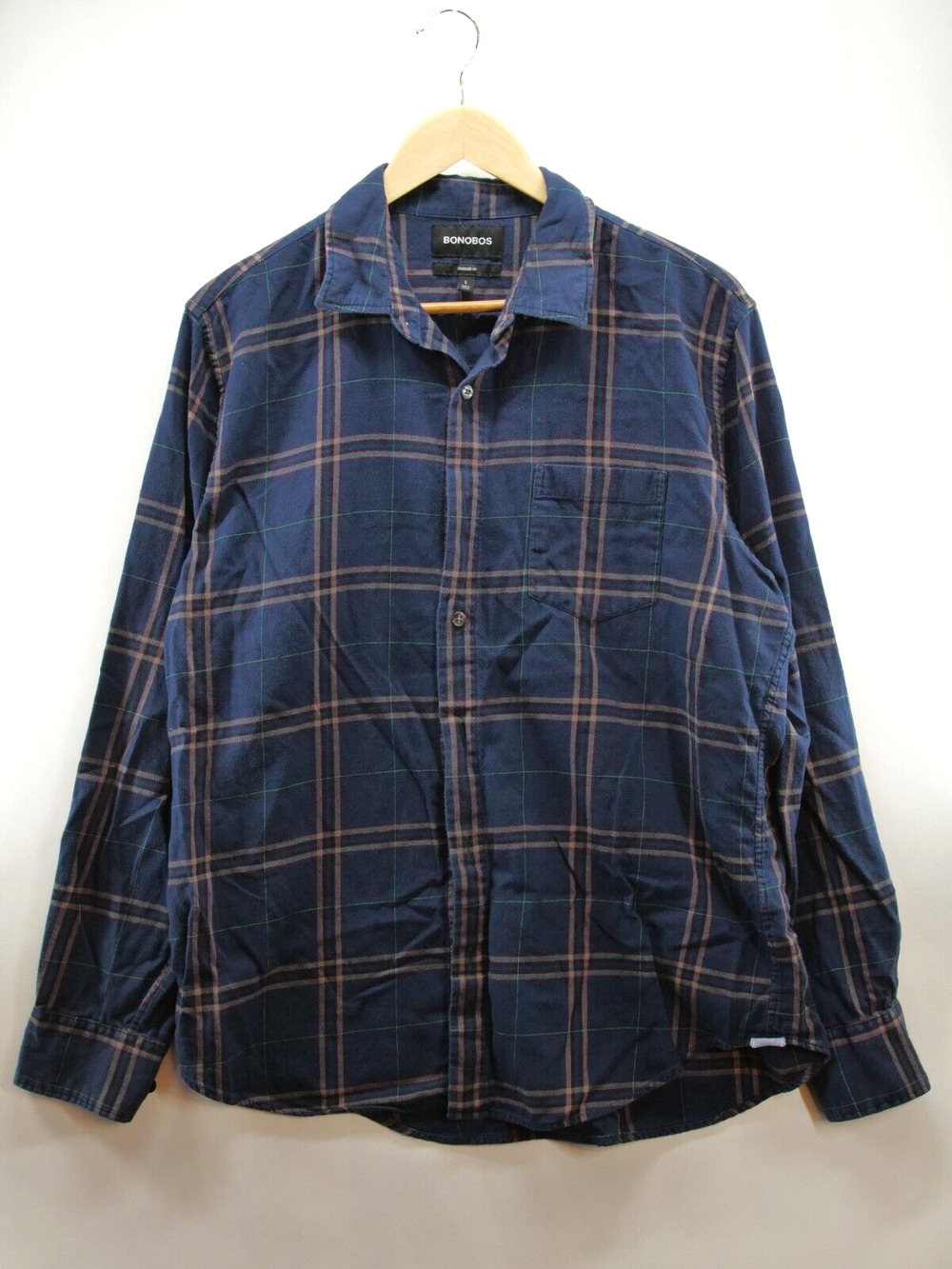 Bonobos Flannel Casual Button Up Shirt Men's Large Multicolor Plaid 100% Cotton